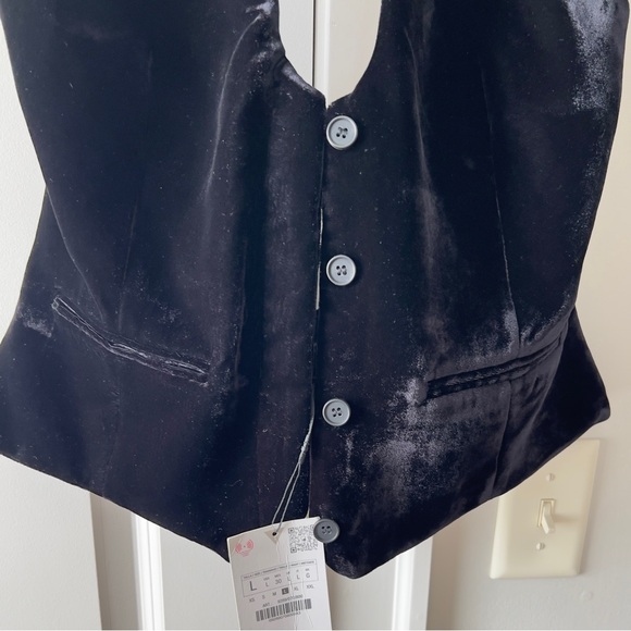 Zara Velvet Steampunk Cosplay Goth Black Halter Open Back Vest Women’s Large - Picture 6 of 15